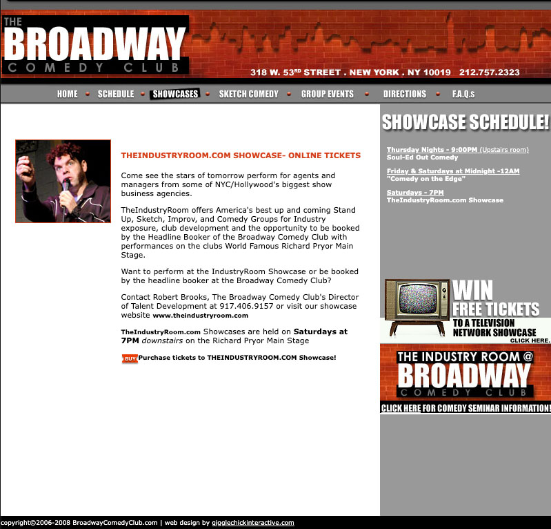 Broadway Comedy Club showcases page