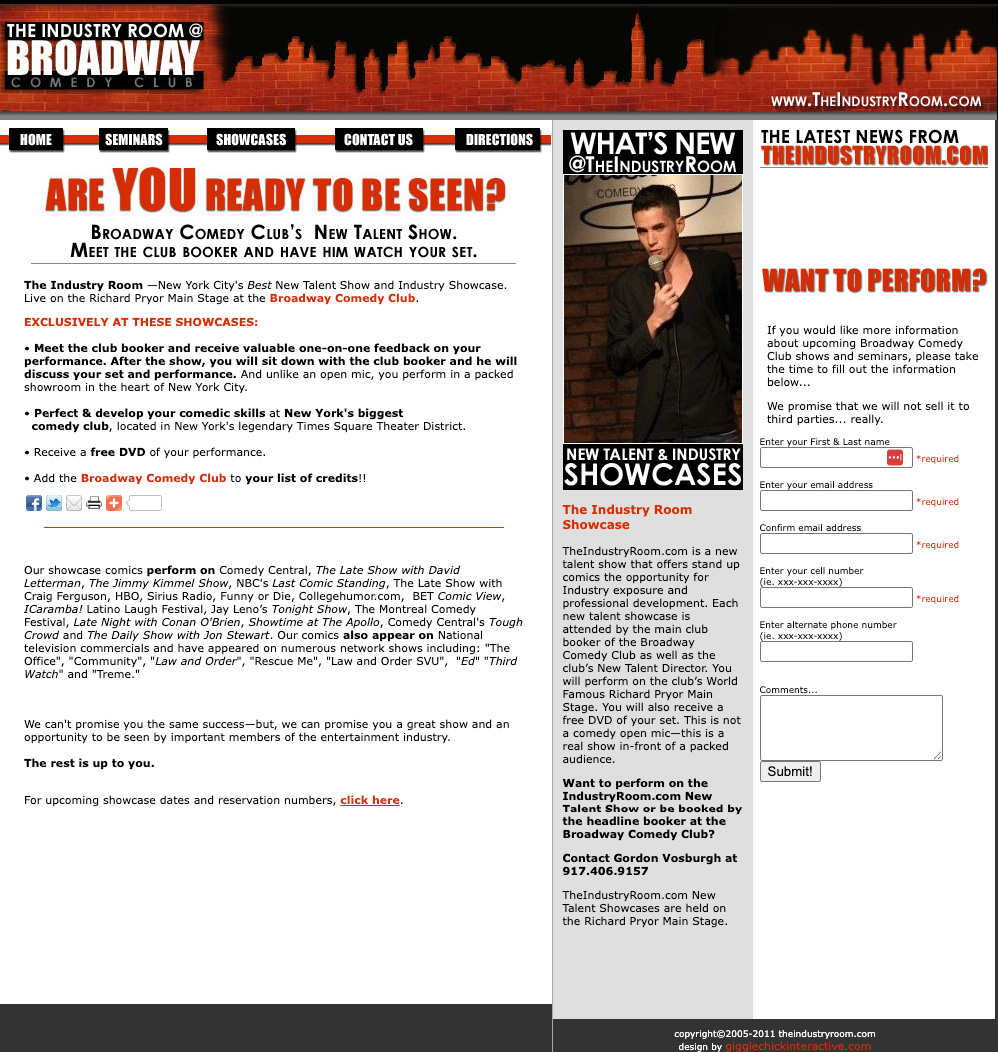 The Industry Room at Broadway Comedy Club homepage