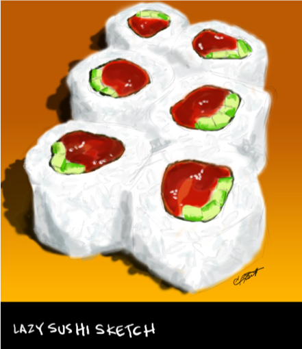 Avocado rice cakes illustration