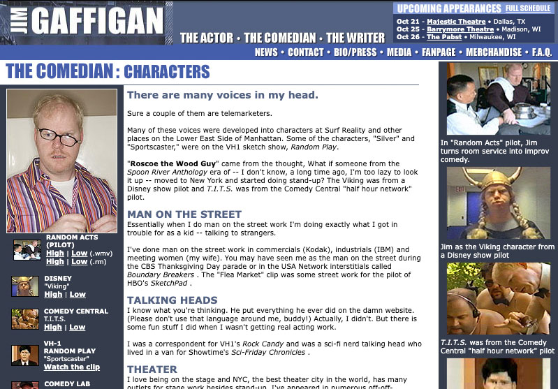 Jim Gaffigan characters page
