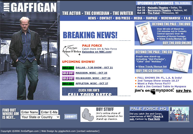 Jim Gaffigan website homepage