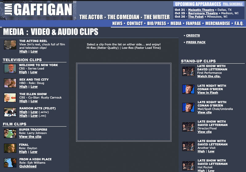 Jim Gaffigan videos page